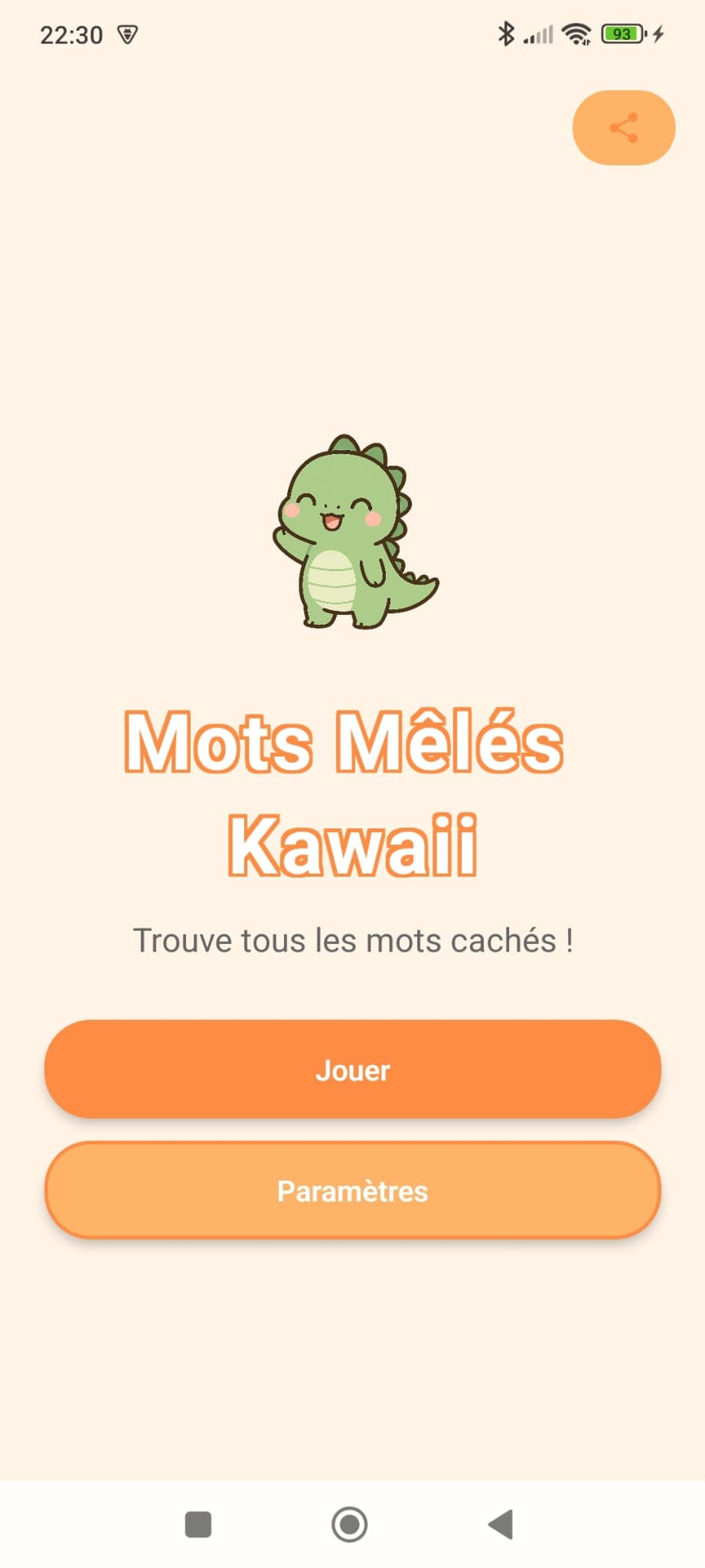 Mots Mêlés Kawaii - Écran d'accueil