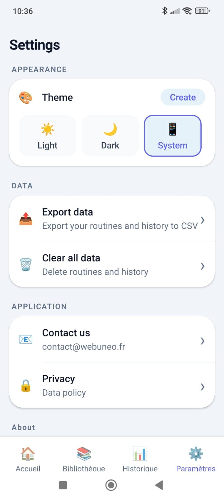 Historique des routines complétées dans Routine App